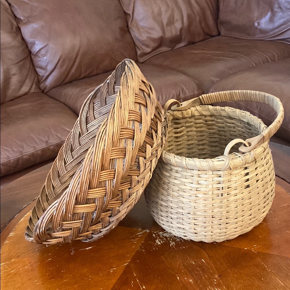 Vintage Handcrafted Woven Basket Set - Brown and Tan